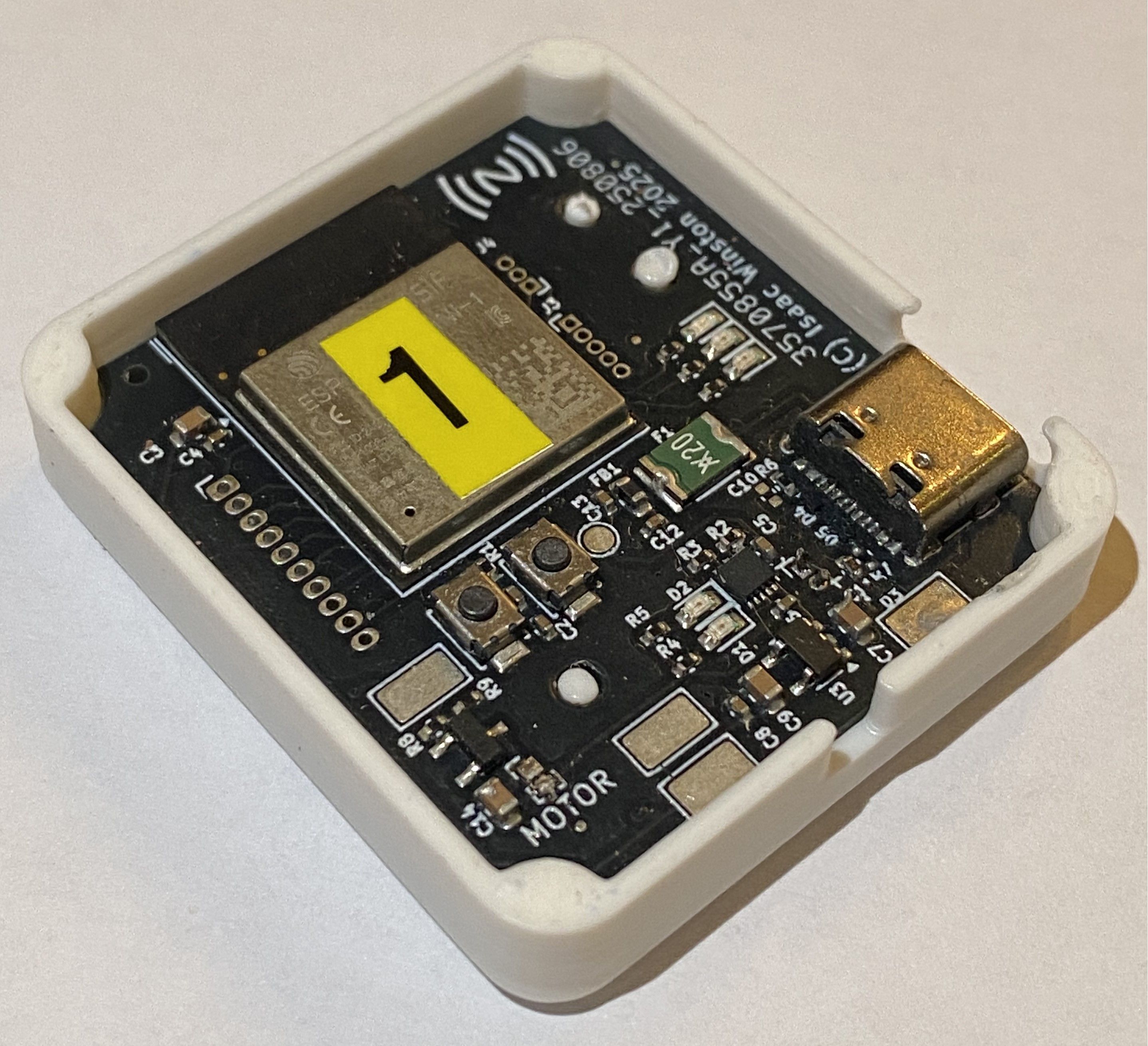 Stimulator PCB, in white case.